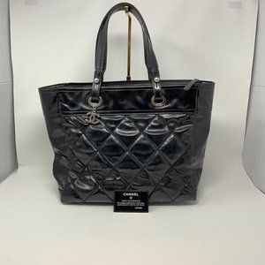 authentic CHANEL Paris Biarritz Black  Lea…